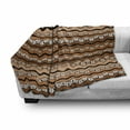 thumbnail image 3 of Zambia Soft Flannel Fleece Throw Blanket, Tribal Pattern with Wavy Lines Geometric Triangles Kenyan Art Design, Cozy Plush for Indoor and Outdoor Use, 70" x 90", Pale Brown Cinnamon, by Ambesonne, 3 of 6