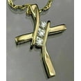 thumbnail image 4 of 14K Yellow Gold Plated 1Ct Round Cut Simulated Diamond Three Stone Elegant Cross Only Pendant, 4 of 5