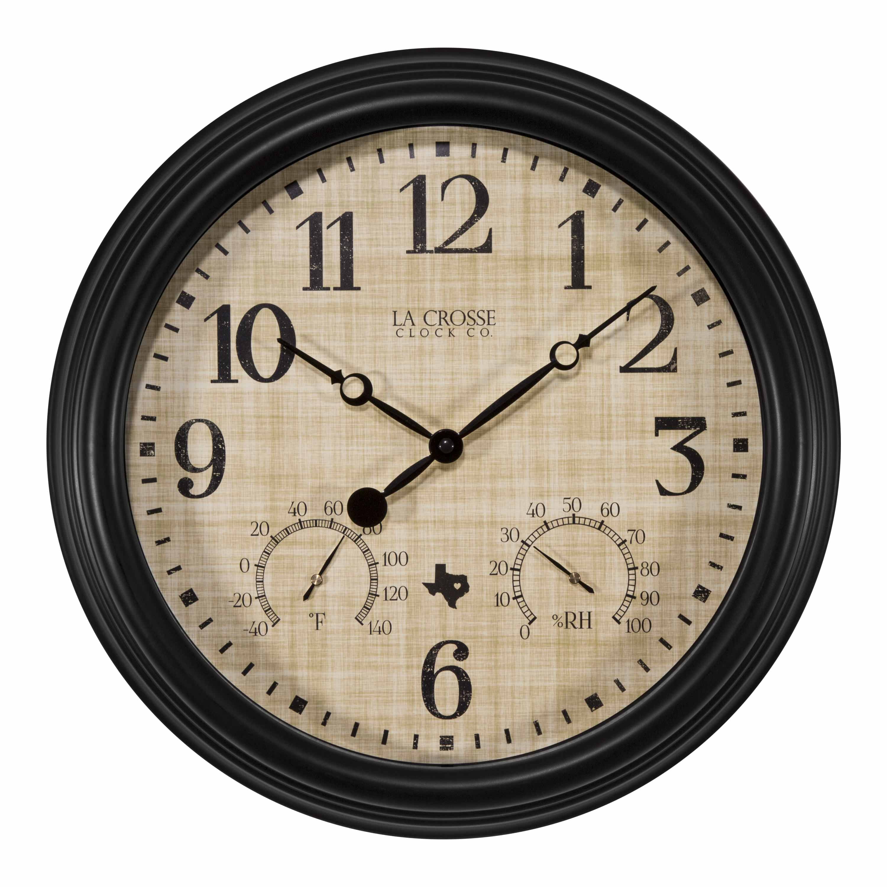 15" Indoor/Outdoor Wall Clock with Temp/Humidity 404-3015TX La Crosse Clock Co 