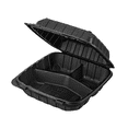 thumbnail image 2 of Karat Earth [200pcs - 8x8] 3-Compartment Mineral Filled PP Hinged Container - Black, 2 of 9
