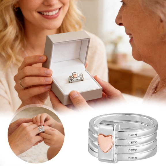 Guanglv Name Rings for 925 Custom Stackable Engraved Initial Letter Rings Anniversary Heart Promise Rings for Her Mom Wife