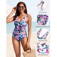 thumbnail image 3 of Traje de baño de una pieza Kate Kasin con estampado floral y cuello en V para mujer, 3 of 6