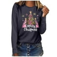 thumbnail image 4 of ChaoHeng Christmas Womens Tops Women's Christmas Print Pullover Sweatshirt,Loose Long Sleeve Holiday Top, 4 of 5
