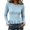 Sky Blue #02, variant on Women's Crew Neck Ribbed Knit Sweater, Long Sleeve Slim Fit Peplum Ruffle Hem Pullover Tops for Fall Daily Casual Outfits S