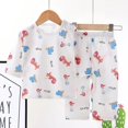 thumbnail image 1 of Conjunto de pijamas de algodón para niños y niñas, ropa transpirable de manga larga con diseño de gato, conejo y Animal, ideal para el verano, 1 of 4