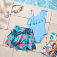 thumbnail image 6 of Girls One Piece Swimsuit with Detachable Skirt Elegant Ruffled Swimwear Removable Pads with Adjustable Straps Kids Bathing Suit for Ages 7-8Y, 6 of 9