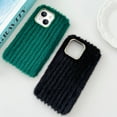 thumbnail image 4 of Compatible with iPhone 15 Plush Case Stripe Pattern Fluffy Fuzzy Furry Warm Plush Phone Case Girly Women Girls Smooth Cozy Winter Soft TPU Warm Hair Fur Shockproof Phone Cover, Green, 4 of 11