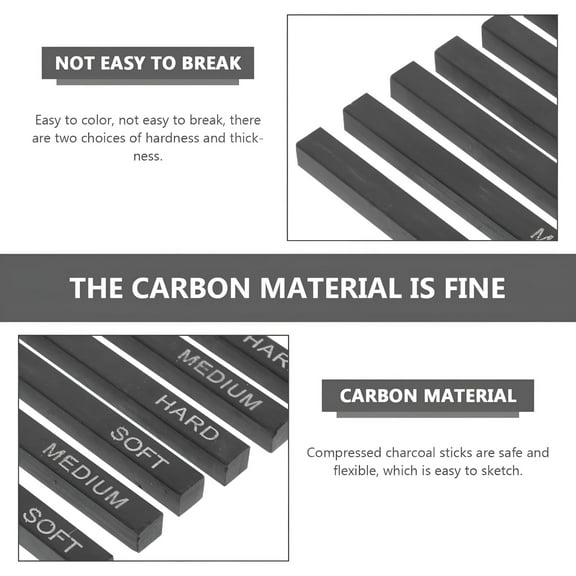 CCOCC 6Pcs Charcoal Sticks Compressed Charcoal Rods Sketching Drawing Supplies
