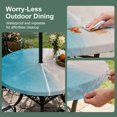 thumbnail image 5 of Round Outdoor Tablecloth with Umbrella Hole and Zipper, Blue Beige Ombre Coastal Tablecloth with Elastic Waterproof, Summer Beach Seaside Vacation Patio Table Covers for 31" - 35" Picnic Pool Tables, 5 of 9