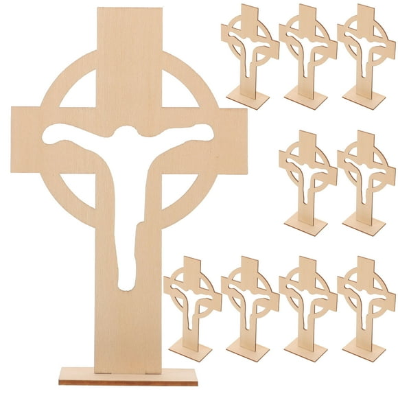BRIGHTFUFU 10Pcs Wooden Crosses For Tabletop Decor And Symbol Home Ornaments 16.0x10.5x4.0in