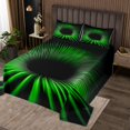 thumbnail image 2 of Erosebridal Geometric Black Light Coverlet Set King, Neon Green Stripe Bedding Set 3-Piece, 2 of 5