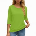 thumbnail image 4 of Towmus Womens Tops 3/4 Sleeve Solid Color Crew Neck T Shirt Oversized Casual Women Blouse Business Work Summer Dresses S-3XL Under $6, 4 of 6
