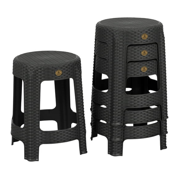 Kit 4 bancos de Plástico La Ardilla para exterior e Interior (Gris Obscuro)