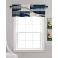 thumbnail image 3 of Boho Navy Blue Kitchen Valances for Windows Farmhouse Linen Window Valance Curtain for Living Room Window Treatment Modern Geometric Abstract Art Valance Rod Pocket Topper Drape, 54 x 18 Inch, 3 of 6