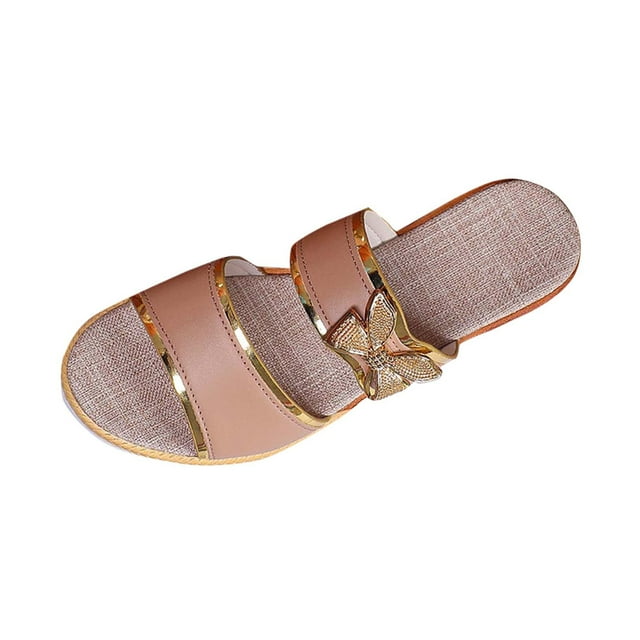 Women's Fashion Casual Color Matching Breathable Spring And Summer New Thick Bottom Round Toe Wedge Heel Sandals Beige Size 6.5