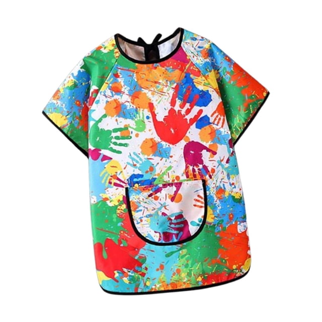ALTROS DE ARTES DE NIÑOS Niños Art Smock Soft Baby Feeding Bib Multipurpose con bolsillos impermeables para niñas Cocina a mano para niños Multicolor