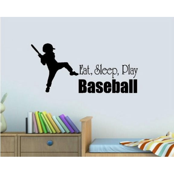 Decal ~ EAT, SLEEP, PLAY BASEBALL #1 ~ DECAL, HOME DECOR 12" X 26"