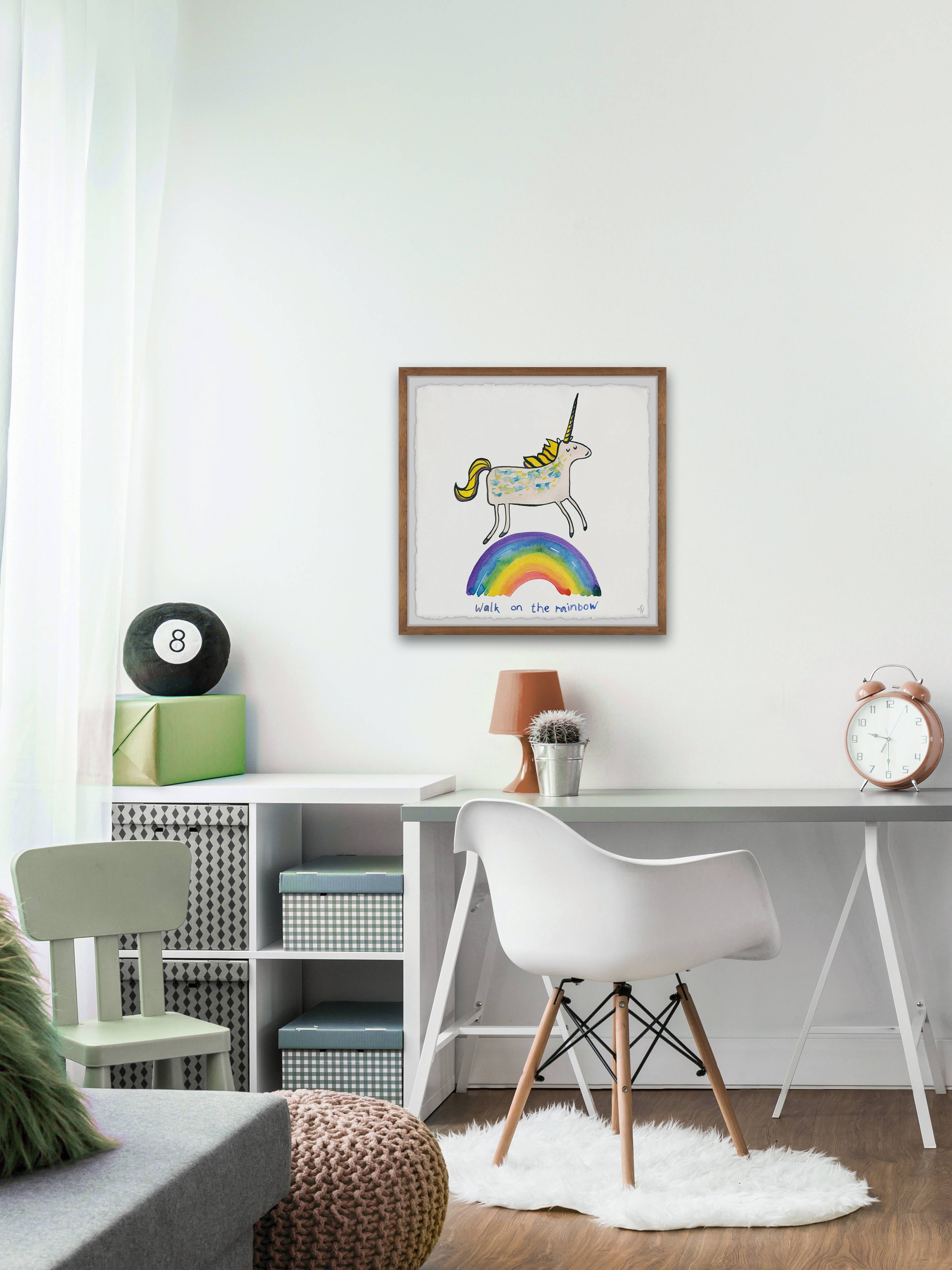 Marmont Hill Unicorn Rainbow Walk Framed Wall Art