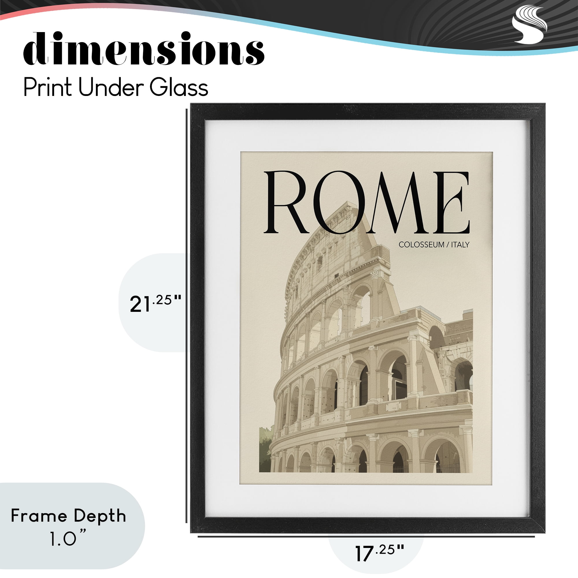 Stupell Industries Vintage Rome Colosseum Black Framed Print Under Glass, design by Andreas Magnusson
