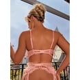 thumbnail image 2 of Sultry Floral Lace Lingerie Set, Flower Decor Mesh Bra & Garter Belt Girdle Panties, Women's Sexy Lingerie & Underwear, 2 of 5