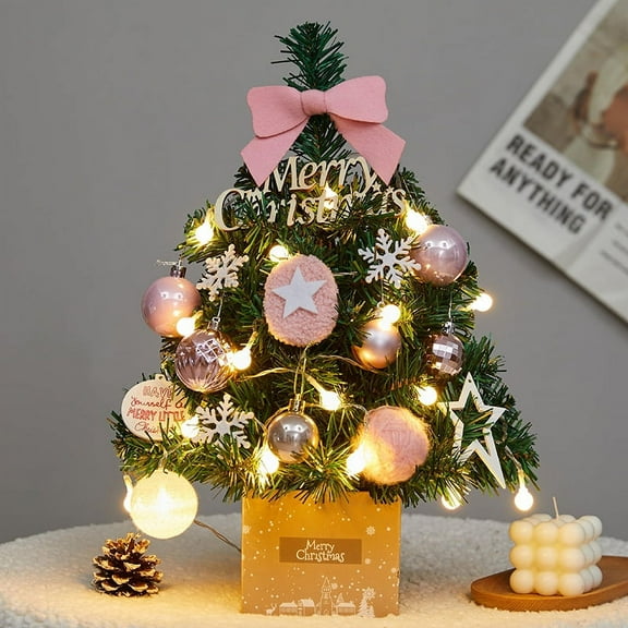 NAMZI 14 Inch Tabletop Christmas Tree, Without lights,Artificial Mini Xmas Pine Tree Ornaments,Christmas Decoration Tree Decor,D