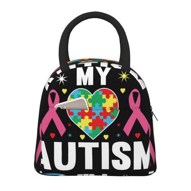 Disketp I Love My Autism Bolsa Térmica para Almuerzo, Lonchera con Abertura Amplia y Gran Capacidad, Organizador Reutilizable para Mujeres, Hombres y Adultos