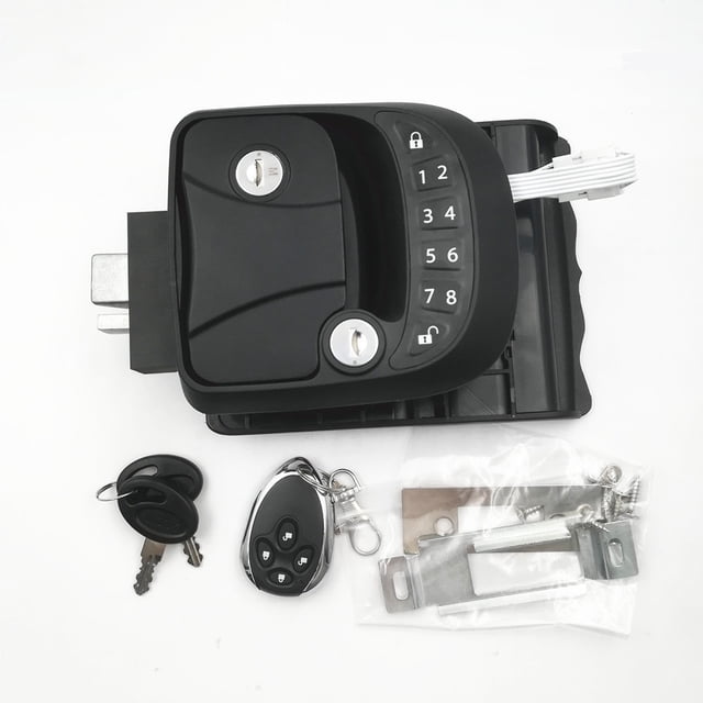yeacher RV Door Lock Keyless Entry Door Lock Latch 65ft Remote AntiTheft Lock with Integrated Keypad 1 Remote Controller 2 Mechanical Keys for Travel Trailer RV Yacht