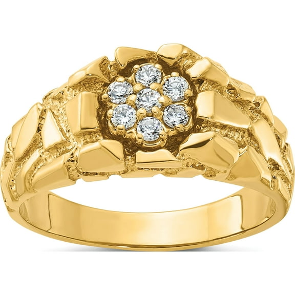 10K Yellow Gold Ibgoodman Men's Cluster Diamond Nugget Complete Ringsize 10 (Width 9.58) - Jbsp