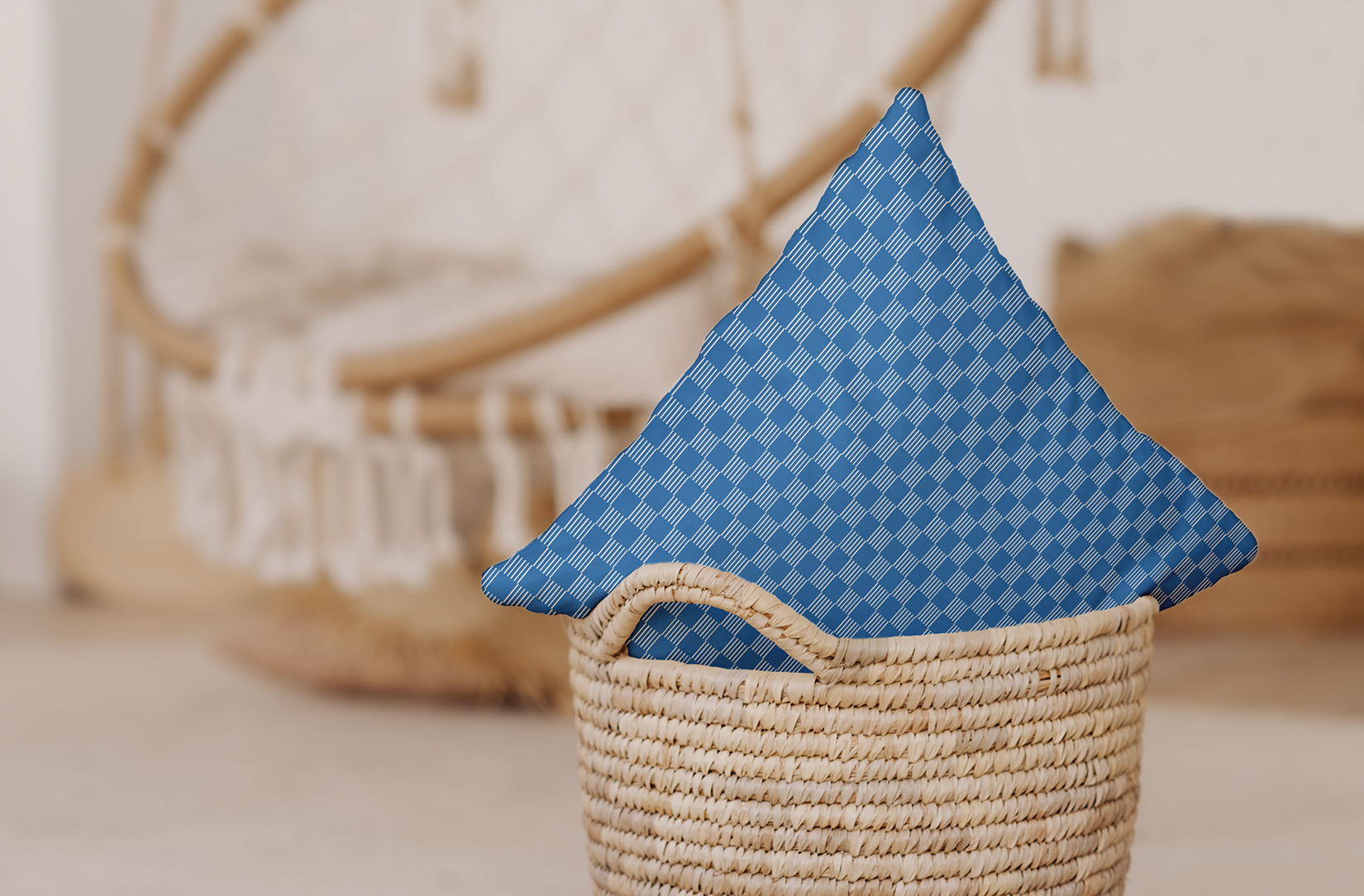 Simply Daisy 16" x 16" Read Between the Lines Geometric Outdoor Pillow, Blue (1 count)