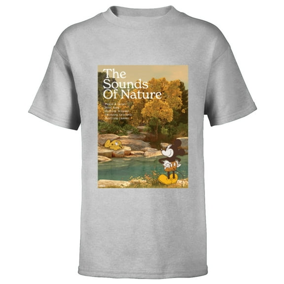 Disney Mickey Mouse Pluto Sounds of Nature Outdoor Earth Day - Short Sleeve T-Shirt for Kids - Customized-Athletic Heather