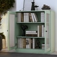 thumbnail image 4 of Palace Imports 100% Solid Wood 3-shelf Bookcase with Adjustable Shelves and Frosted Glass Doors, Sage, 4 of 5