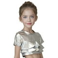 thumbnail image 5 of Tween Girls Short Sleeve Cropped Top Shimmering Metallic Dance Top T-Shirt Modern Jazz Hop Stage Performance 11-12 Years, 5 of 6