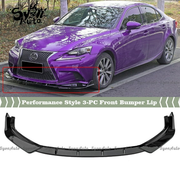 FITS 2014-2016 LEXUS IS250 IS350 GLOSSY BLACK PERFORMANCE STYLE FRONT BUMPER LIP