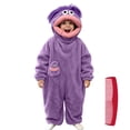 thumbnail image 6 of Funny Big Mouth Monster One-Piece Pajamas with 1 Comb, Oversized Fleece One Piece Pajamas for Women & Men, Halloween Costume Long Sleeves Soft Plush Loungewear，Purple L, 6 of 7