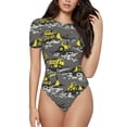 thumbnail image 2 of Picia Modern Yellow Excavator Womens One Piece Swimsuits Modest Tummy Control Bathing Suits Lace Up Slimming Swim Suit-Large, 2 of 9