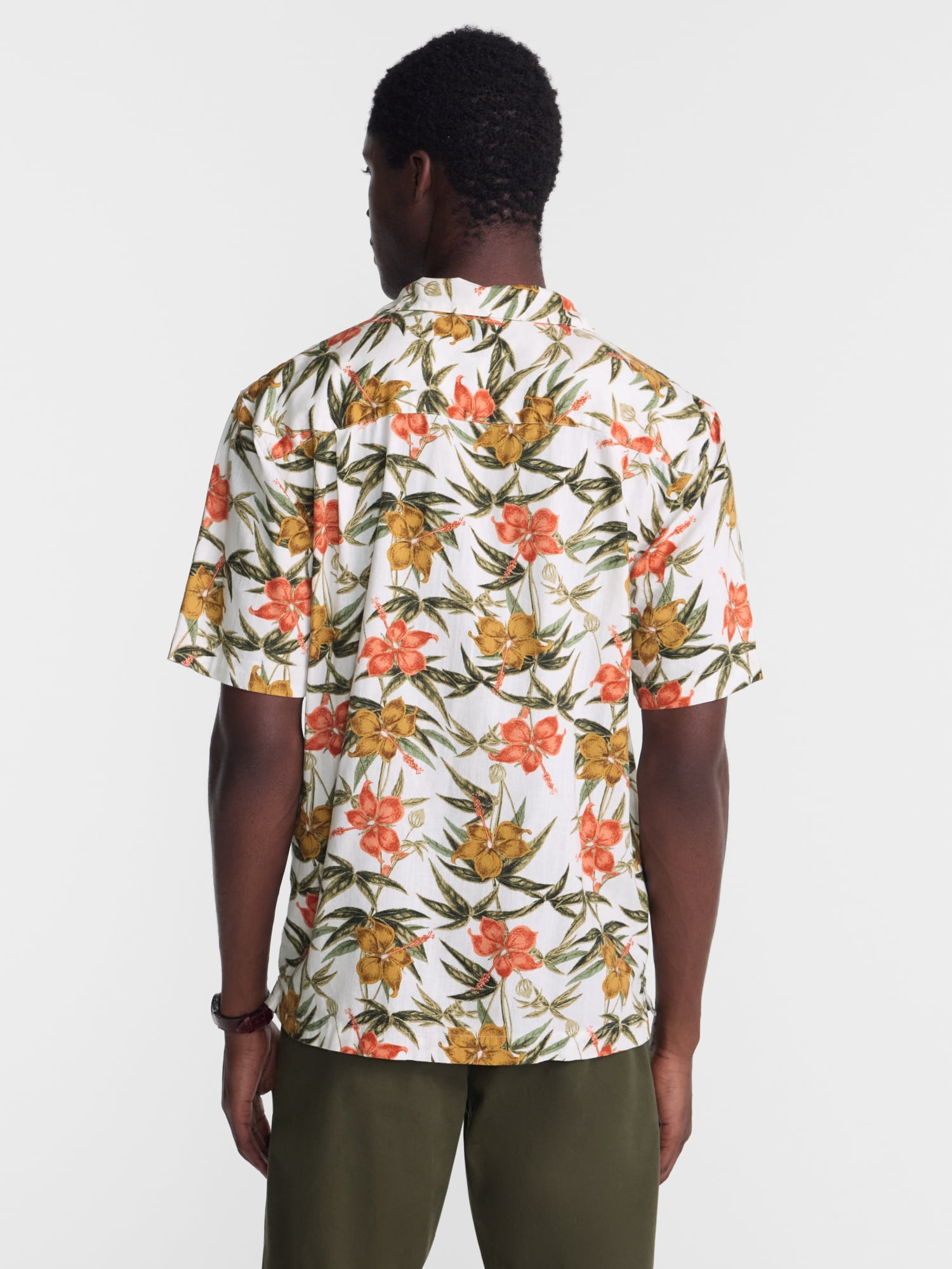 George Men's Linen Blend Holiday Camp Shirt, Sizes XS-3XL, LT-4XLT, 2XB-6XB