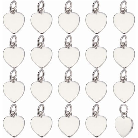 1set Heart Charms Love Pendant with Jump Ring Golden Sliver Metal Dangle Bag Keychain Earring Making Accessories Supplies Valentine Gift Gray DIY