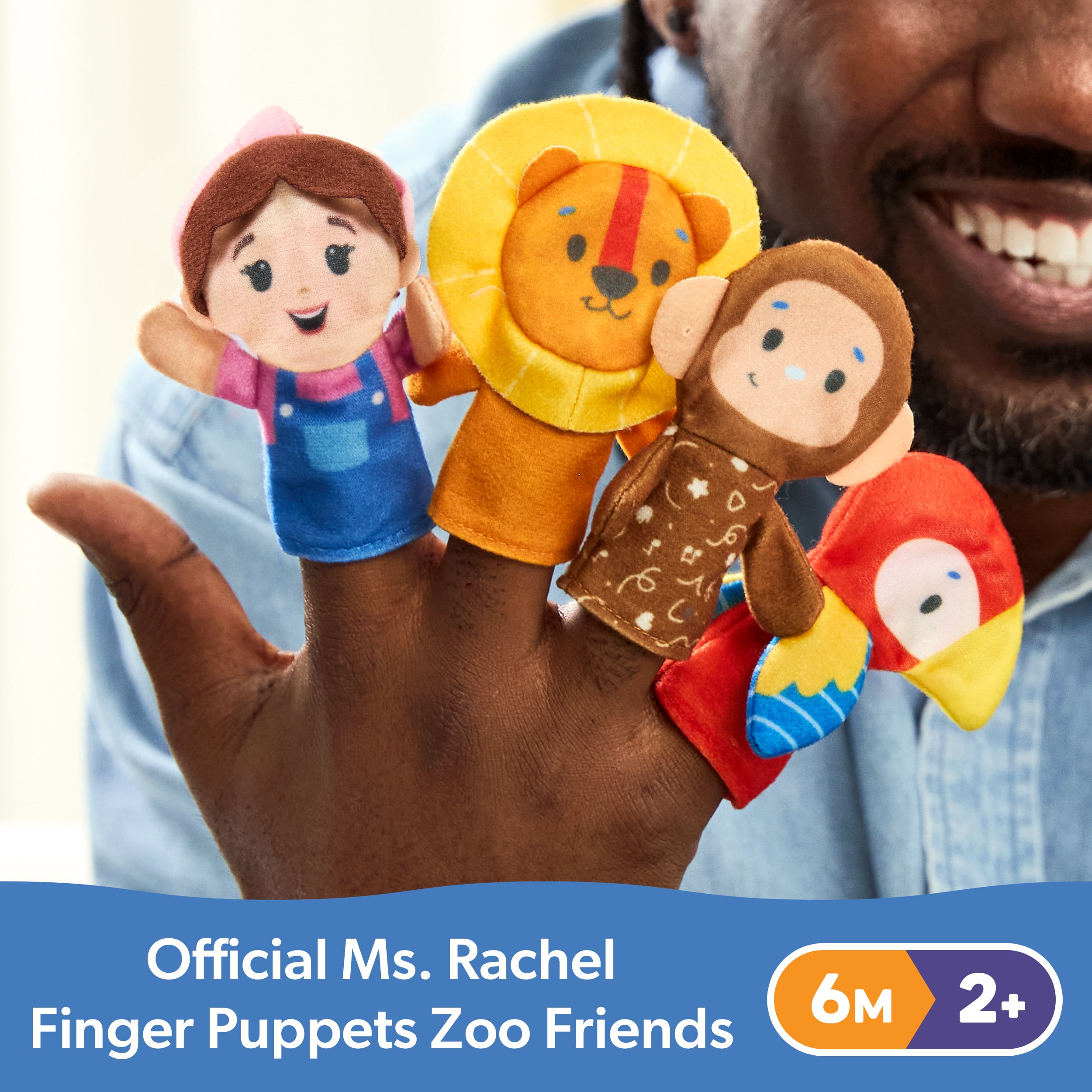 Ms. Rachel Finger Puppets Zoo Friends 4-Pack, for Kids Ages 6 Months and up