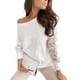 thumbnail image 1 of Qarigey Sudadera con capucha para mujer Perspectiva de encaje Top de manga larga Casual Cuello Sudadera suelta para niña, Negro, XL Prendas para la parte del cuerpo Blanco METRO, 1 of 6