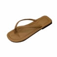 thumbnail image 2 of PiGOGI Women's Round Toe Flip Flops Cushioned Footbed Non-Slip Comfortable Beach Sandals Summer Coffee 5.5, 2 of 9