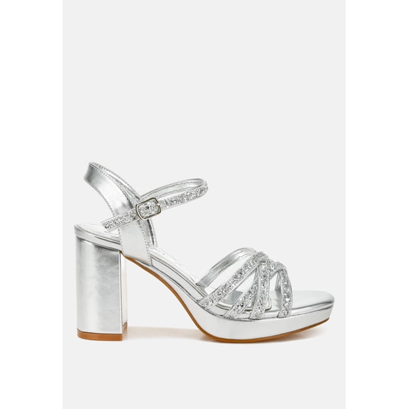Sparks Fly Glitter Strappy Block Sandals