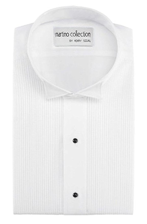 White Neil Allyn Mens Tuxedo Shirt Poly/Cotton Wing Collar 1/4 Inch Pleat Tag 3XL White 19-36/37 