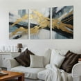 thumbnail image 2 of ONETECH Blue Abstract Wall Art: Navy Blue and Gold Wall Decor Abstract Paintings Canvas Wall Art for Living Room Blue Abstract Art Wall Decor Large 12''x16''X3 Panels, 2 of 4