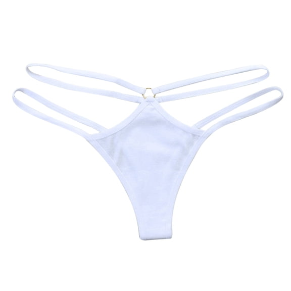 Panties for Women,Bikini Panties Solid Color Low Waist Triangle Design with Thin Straps and Hollow Out Details,Womens Underwear,White,L