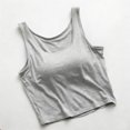 thumbnail image 2 of Crop Tank Top with Built in Bra for Women Round Neck Cropped Sleeveless Tops Soft Stretch Summer Padded Tanks Gray, 2 of 5