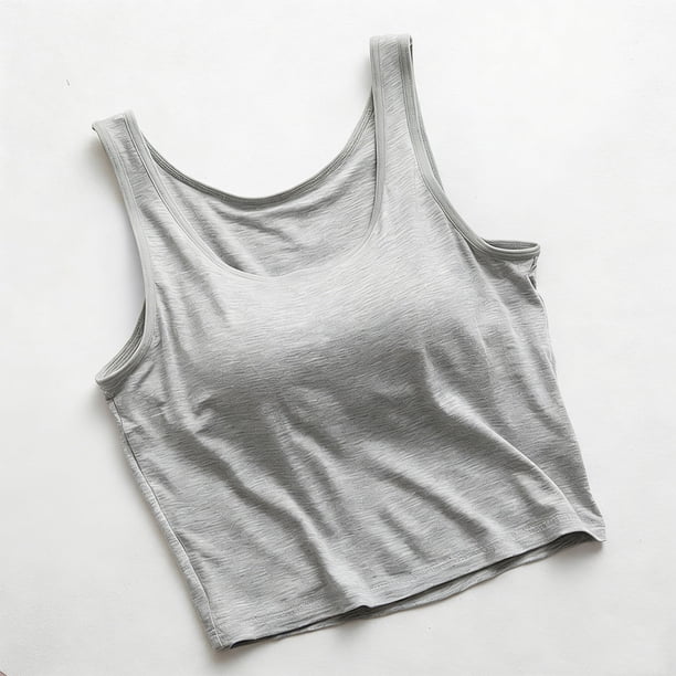 Xuyuer Ladies Fashion Sleeveless Round Neck Solid Color Modal Bottoming Vest Top with Chest Pads, Seamless Camisole for Everyday Comfort and Layering Essentials