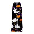 thumbnail image 4 of Halloween Pajama Pants for Women Spooky Pumpkin Ghost Lounge Bottoms Pjs Fall Halloween Jammies (Z002#-Black L), 4 of 5