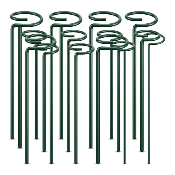 12-Pack 16 Inch Metal Plant Support Stakes, Single Stem Flower Hoops for Amaryllis, Orchid, Lily, Rose, Peony, Tomatoes and Gladiolus