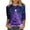 Purple, variant on 3/4 Sleeve Womens Tops Plus Size Christmas Outfits Xmas Tree Printed Graphice Ttee Shirt Crew Neck Holiday Tshirts (XL, Black 04)