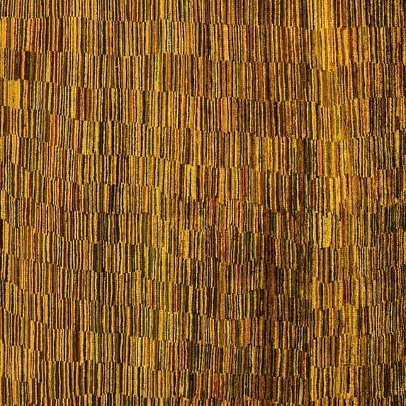 Ahgly Company Indoor Square Abstract Yellow Modern Area Rugs, 8' Square